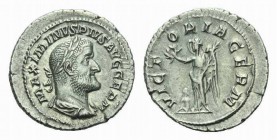 Maximinus I, 235-238 Denarius circa 236-238, AR 21mm., 2.83g. MAXIMINVS PIVS AVG GERM Laureate, draped and cuirassed bust r. Rev. VICTORIA GERM Victor...
