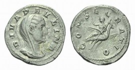 Paulina, wife of Maximinus Denarius circa 236-238, AR 19.5mm., 2.91g. DIVA PAVLINA Veiled and draped bust right. Rev. Paulina, holding sceptre, seated...