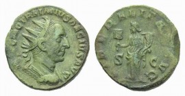 Trajan Decius, 249-251 Dupondius circa 249-251, Æ 24.5mm., 8.69g. IMP C M Q TRAIANVS DECIVS AVG Laureate and cuirassed bust right. Rev. LIBERALITAS AV...