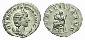 Herennia Etruscilla, wife of Trajan Decius Antoninianus circa 250, AR 22.5mm., 3.61g. HER ETRVSCILLA AVG Diademed and draped bust right, set on cresce...