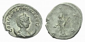 Salonina, wife of Gallienus Antoninianus Mediolanum circa 253, AR 22mm., 2.68g. CORN SALONINA AVG Diademed and draped bust r. on crescent. Rev. VESTA ...