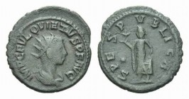 Quietus, 260-261 Antoninianus Samosata circa 260-261, billon 21mm., 3.07g. IMP C FVL QVIETVS P F AVG Radiate, draped and cuirassed bust right. Rev. SP...