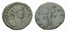 Carausius, 287-293 Antoninianus Londinium circa 287-293, Æ 22mm., 4.23g. IMP C CARAVSIVS P F AVG Radiate and draped bust right. Rev. PAX AVGG Pax stan...