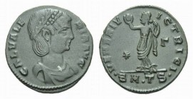 Galeria Valeria, wife of Galerius Maximianus Follis Thessalonica circa 308-310, Æ 24mm., 5.79g. GAL VALERIA AVG Laureate, diademed, and draped bust ri...