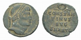Constantine I, 307-337 Follis Antioch circa 325, Æ 18mm., 1.37g. Laureate head right. Rev. CONSTAN/TINVS/ AVG in three lines; above, wreath. In exergu...