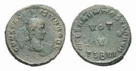 Constantine II Caesar, 316 – 337 Æ3 Thessalonica circa 320, Æ 19mm., 3.36g. CONSTNTINVS IVN NOB C Laureate head right. Rev. DN CONSTANTINI AVG VOT V; ...