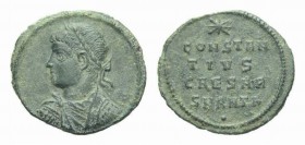 Constantine II Caesar, 316-337 Æ3 Antioch circa 325, Æ 18.5mm., 1.85g. Laureate, draped, and cuirassed bust left. Rev. CONSTAN/TINVS/CAESAR in three l...