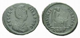 Aelia Flaccilla, wife of Theodosius I Æ2 Constantinople circa 378-383, Æ 24.5mm., 4.82g. AEL FLAC-CILLA AVG Draped bust right, with elaborate headdres...