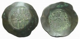 Manuel I Comneus, 1143-180. Aspron Trachy Constantinople 1160-1164, billon 20.5mm., 4.89g. Virgin with head of Christ seated to front / Emperor standi...
