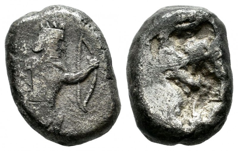 Achaemenid Empire. ca.5th-4th centuries. AR Siglos (16mm, 5.15g). Persian king o...