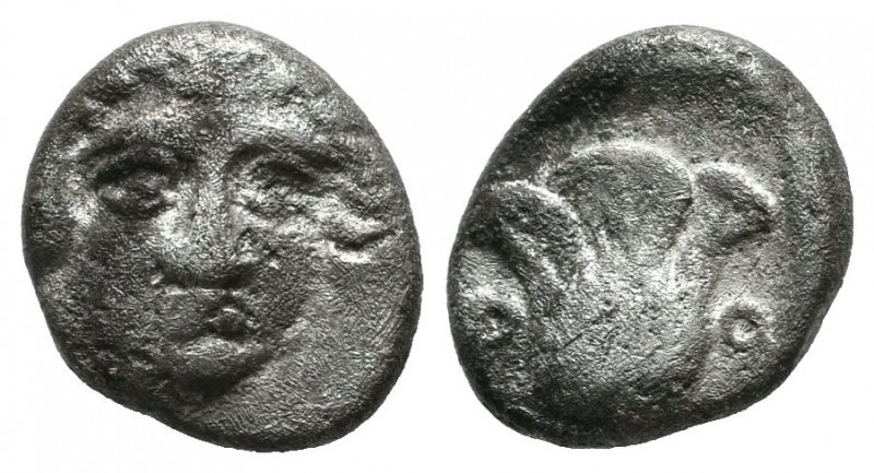 Caria, Rhodes. ca.408/7-390 BC. AR Hemidrachm (11mm, 1.67g). Head of Helios faci...