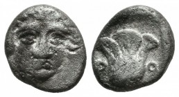 Caria, Rhodes. ca.408/7-390 BC. AR Hemidrachm (11mm, 1.67g). Head of Helios facing slightly right. / P - O. Rose within incuse square. Ashton 19; HGC ...