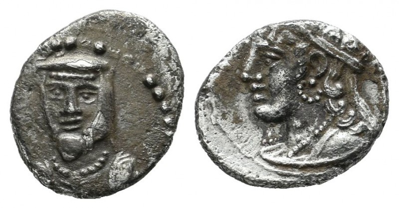 Cilicia. Uncertain mint, circa 400 BC. AR Obol (9mm, 0.72g). Draped bust, wearin...