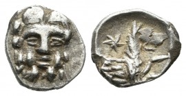 Cilicia. Uncertain, circa 400-300 BC. AR Obol (10mm, 0.63g). Facing head of Herakles, with club / Forepart of wolf right; star above. Göktürk 68-9; SN...