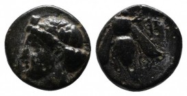Ionia, Ephesos. Ae (c.375-325 BC). Female head (Artemis?) left, wearing stephane. / E - Φ, Bee .(9mm-1.04g). SNG von Aulock 1839; SNG Copenhagen 256; ...