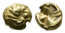 Ionia, Phokaia. Circa 625-522 BC. EL 1/48 Stater (6mm, 0.60g). Figural type. Head of ram right / Incuse square punch. Bodenstedt 20.
