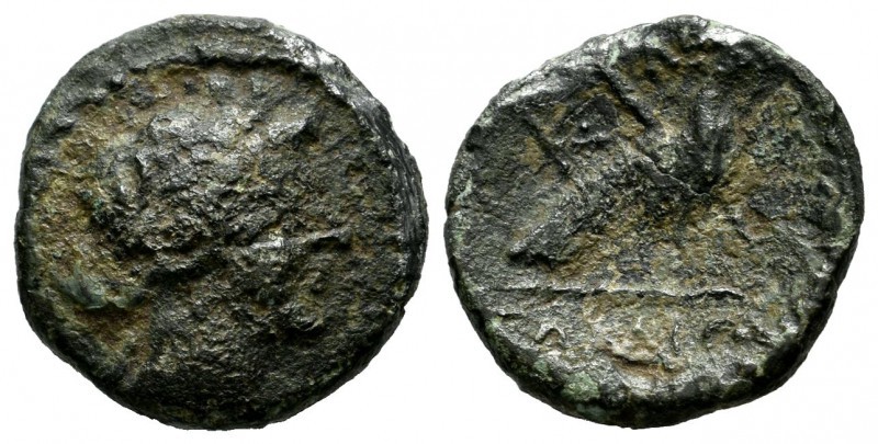 Ionia, Samos. ca.29-20 BC. Æ (16mm, 2.90g). Head of Hera right, wearing stephane...