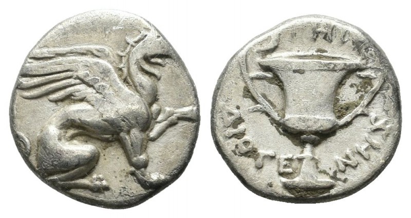 Ionia, Teos. Circa 370-340 BC. AR Hemidrachm (11mm, 1.48g). Diogenes, magistrate...