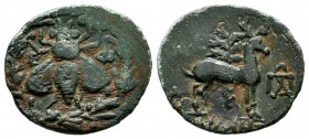 Ionia. Ephesos, circa 202-133 BC. Apollonios, magistrate. AE (18mm, 2.27g). Ε - Φ. Bee within wreath / ΑΠΟΛΛΩΝΙΟΣ. Stag standing right; in background,...