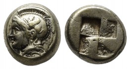 Ionia. Phokaia, circa 478-387 BC. EL Hekte (10mm, 2.55g). Head of Athena left, wearing crested Attic helmet decorated with griffin; below, seal left /...
