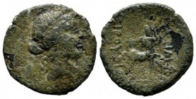 Kings of Bithynia. Prusias II Cynegos, 182-149 BC. Æ (20mm, 3.38g). Draped bust of Dionysos right, wearing ivy wreath. / BAΣIΛEΩΣ ΠΡΟYΣIOY. The centau...