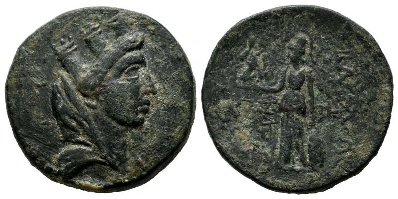 Kings Of Cilicia. Philopator. Circa 17 BC. AE (22mm, 7.87g). Veiled and turreted...