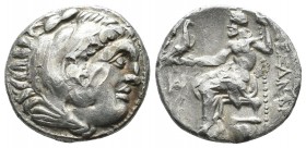 Kings Of Macedon. Alexander III 'the Great'. 336-323 BC. AR Drachm (17mm, 4.19g). Miletos mint, ca. 325-323 BC. Head of Herakles right, wearing lion's...