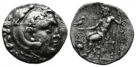 Kings Of Macedon. Alexander III. 336-323 BC. AR Drachm (18mm, 3.88g). Chios mint. Struck circa 290-275 BC. Head of Herakles right, wearing lion's skin...