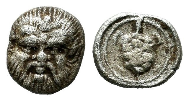 Lesbos. Methymna, Ca. 350/30-250/40 BC. AR Hemiobol (7mm, 0.35g). Facing head of...