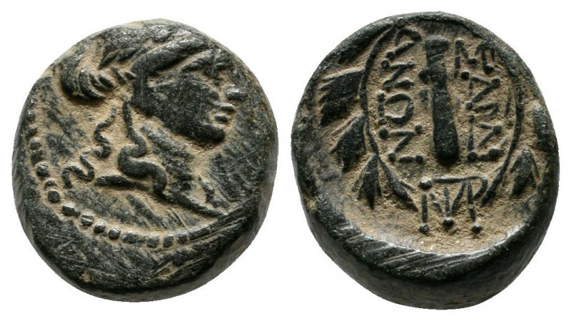 Lydia, Sardes, 2nd-1st century BC. Æ (12mm-4.76g). Laureate head of Apollo right...