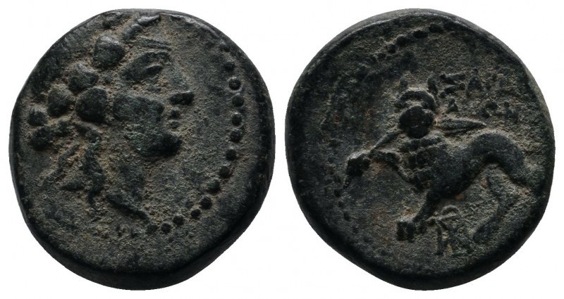 Lydia, Sardes. c.2nd-1st centuries BC. AE ( 16mm-5.67g). Head of Dionysos right,...