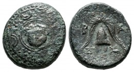 Macedonian Kingdom. Alexander III the Great. 336-323 BC. AE 1/2 unit (16mm, 4.00g). Salamis mint, Struck under Nikokreon, ca. 323-315 B.C. Facing Gorg...