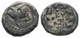 Mysia, Kyzikos. 2nd-1st centuries BC. AE (14mm, 3.00g). Bull’s head right / KY-ZI within wreath. Cf. Von Fritze III 25-7; cf. SNG France 480-8.
