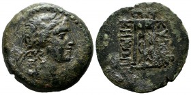 Mysia, Kyzikos. ca.2nd-1st centuries BC. AE (27mm, 12.41g). Wreathed head of Kore Soteira right, within dotted circle, countermark (eagle to right wit...