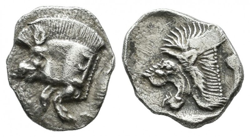 Mysia, Kyzikos. ca.525-475 BC. AR Obol (11mm, 0.81g). Forepart of boar left, E (...