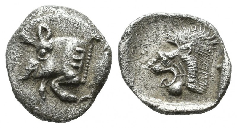 Mysia, Kyzikos. ca.525-475 BC. AR Obol (12mm, 0.74g). Forepart of boar left, E (...