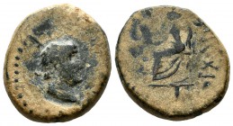 Cappadocia, Tyana. Nero, AD.54-68. AE (22mm, 7.71g). Laureate head right. / Tyche seated left on throne, holding cornucopia; river god below. RPC 3659...