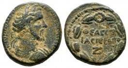 Cyrrhestica, Hierapolis. Antoninus Pius. AD 138-161. AE (22mm, 9.11g). Laureate head right / ΘЄAC CYPI/AC IЄPOΠO in two lines; Z below; all within lau...