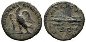 Hadrian, AD.117-138. Æ Quadrans (17mm, 3.09g). Rome. IMP CAESAR TRAIAN HADRIANVS AVG, eagle standing facing, head right / P M TR P COS around, S C bel...