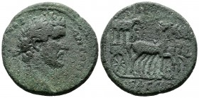 Ionia, Ephesos. Antoninus Pius, AD 138-161. AE (33mm, 22.49g). Laureate head right / Driver within carpentum drawn by four horses right. SNG München 1...