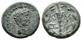 Mysia, Kyzikos. Augustus, 27 BC-14 AD. AE (16mm, 4.65g). Bare male head right. / K-Y/Z-I, torch, all within laurel wreath. RPC I 2244; SNG France 621;...