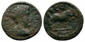 Mysia, Parium. Commodus, 182-184 AD. Æ (14mm-2,35g) IMP C AV COMODO. Laureate-headed bust of Commodus wearing cuirass and paludamentum, right. / C G I...