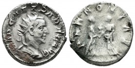 Trajanus Decius, AD 249-251. AR Antoninianus (20mm, 3.87g). Rome. IMP C M Q TRAIANVS DECIVS AVG, Radiate, draped and cuirassed bust right / PANNONIAE,...