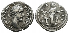 Antoninus Pius. Augustus, AD 138–161. AR Denarius (18mm, 2.93g). Rome. AD 147-148. ANTONINVS AVG PI – VS P P TR P XI Laureate head right. / COS – IIII...