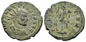 Claudius II Gothicus, AD.268-270. Æ Antoninianus (20mm, 2.96g). Cyzicus mint. IMP CLAVDIVS P F AVG. Radiate and cuirassed bust right. / FELIC-I-T TEMP...