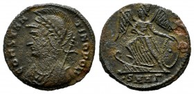 Commemorative Series. AD.330-348. AE Follis (16mm, 2.05g). Heraclea mint, 3rd. officina. CONSTAN-TINOPOLI, helmeted and laureate bust of Constantinopo...