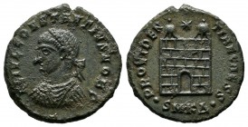 Constantine II, as Caesar. 317-337 AD. Æ Follis (18mm, 2.94g). Cyzicus mint. Struck 325-326 AD. CONSTANTINVS IVN NOB C, laureate, draped and cuirassed...