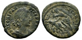 Constantius II AD 337-361. AE Follis (17mm, 2.67g). D N CONSTANTIVS P F AVG, diademed, draped and cuirassed bust right. / FEL TEMP REPARATIO, soldier ...