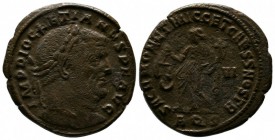 Diocletianus 284-305 AD. Æ (26mm-9,61g). Aquileia mint. Struck 304-5 AD. IMP DIOCLETIANVS P F AVG. Head of Diocletian, laureate, right. / SACR MONET A...