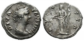 Diva Faustina, AD 140-141. AR Denarius (18mm, 3.05g). Rome. After AD 141. Struck under Antoninus Pius. DIVA FAVSTINA, draped bust right / AVGVSTA, Cer...